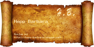 Hepp Barbara névjegykártya